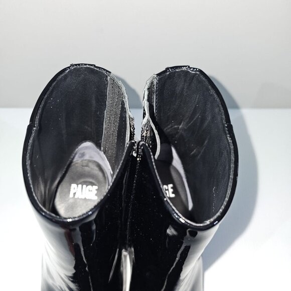NEW Paige Farah Ankle Boot Womens 9.5 Black Patent Leather Square Toe Block Heel - Picture 9 of 15